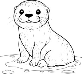 Otter, cartoon, animal, vector, illustration, cute, mammal, bear, art, wild, funny, character, wildlife, zoo, drawing, nature, fun, clipart, pet, dog, elephant, hippo, happy, hamster, big, design