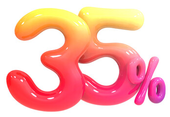 Balloon 35 Percent Number 3D Render