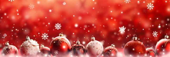 Fototapeta premium Festive Christmas Background with Red and White Ornaments