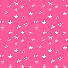 star seamless pattern hand drawn doodle. vector, nordic, scandinavian.