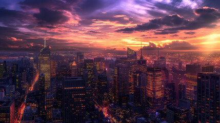 Fototapeta premium Twilight sky above a cityscape