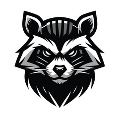 raccoon mascot logo in black and white silhouette © Ngilustrasi