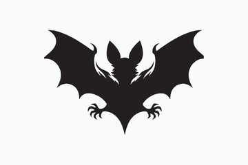 A vector silhouette of a bat with a white background 