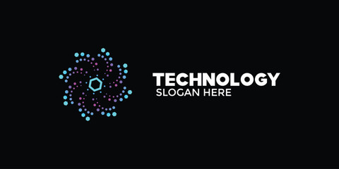 Technology logo with hexagon concept.vector