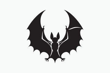 A vector silhouette of a bat with a white background 