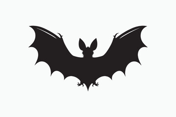 A vector silhouette of a bat with a white background 