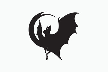 A vector silhouette of a bat with a white background 