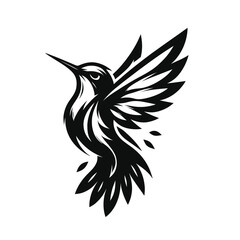 hummingbird mascot logo in black and white silhouette
