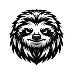 sloth mascot logo in black and white silhouette