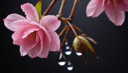 Pink Flower with Water Droplets.