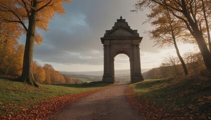 Fototapeta premium Stone Archway in Autumn Landscape.