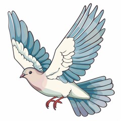 Obraz premium Flying White and Blue Dove Illustration with Detailed Wings