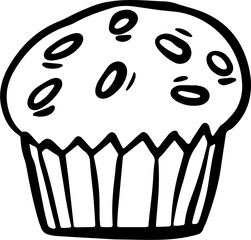 Cupcake outline illustration vector