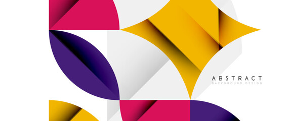 Minimal geometric elements on white. Petals, round triangles, star