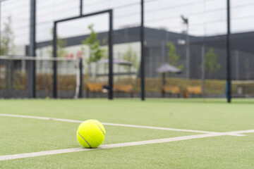 a picture of a tennis ball on the court