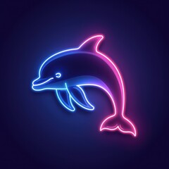 Vibrant Neon Dolphin Logo on a Dark Background Illustrating Digital Artistry