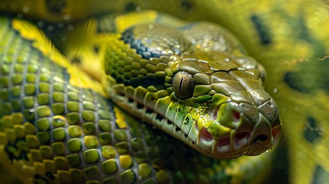 Green anaconda snake