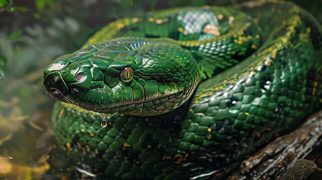 Green anaconda snake