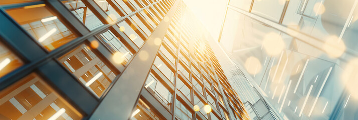 Fototapeta premium Abstract bokeh, building and blurred architecture background, finance and financial business center.