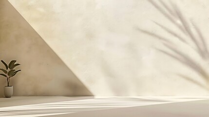 Unobtrusive natural pastel background with shadows on the wall