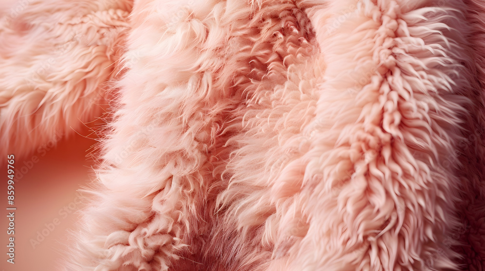 Poster Top view on stylish 2024 year fur textured jacket in peach fuzz colour : Generative AI