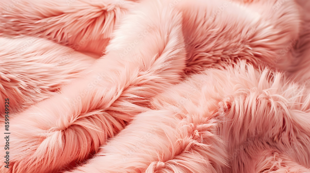 Poster Top view on stylish 2024 year fur textured jacket in peach fuzz colour : Generative AI