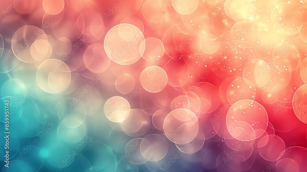 Poster Abstract bokeh background with colorful circles and sparkles.