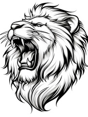 Obraz premium A lion with its mouth wide open, showing its teeth