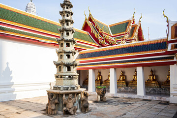 One landmark of Wat Phra Chettuphon Wimon Mangkhalaram Ratchaworamahawihan in Bangkok, Thailand. A place everyone in every religion can visit.