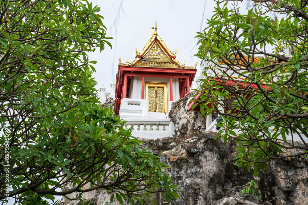 Wall mural one landmark of wat prayurawongsawas warawihan in bangkok, thailand. a place everyone in every relig