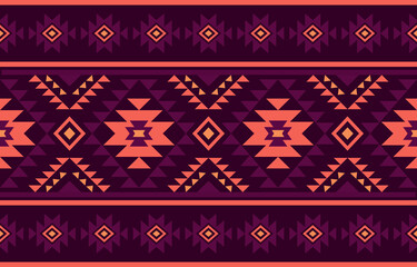 Ancient echoes Aztec geometric seamless patterns southwest Navajo Native American tribal ethnic colorful for textile printing