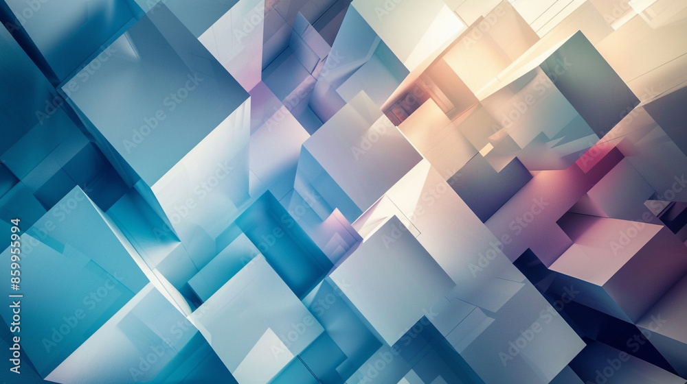 Wall mural abstract background with diamond and triangle square 3d shapes.