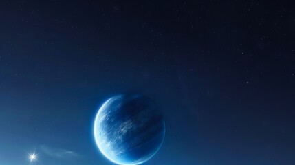 Obraz premium A planet in space with a star in the background.