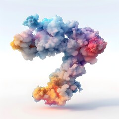 Fototapeta premium Vibrant 3D Rendered Colorful Clouds Depicting the Number 7 in Sky