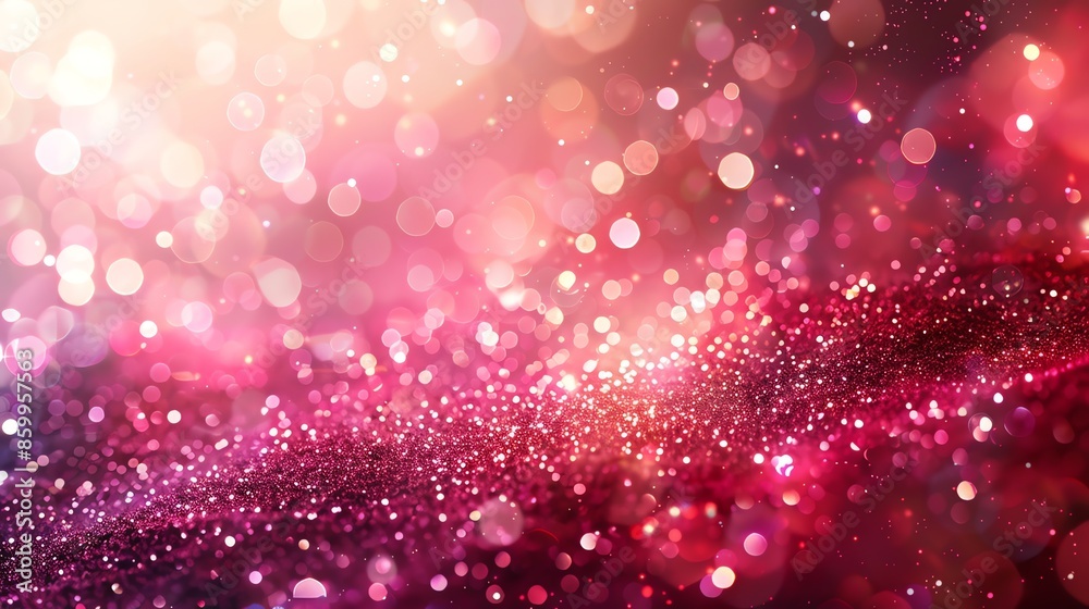 Poster abstract pink and gold bokeh background with glitter.