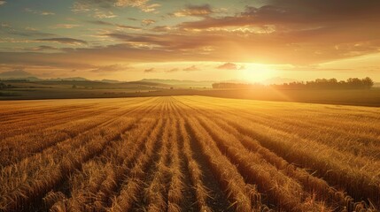 Field with open space at sunset