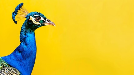 peacock isolated on a yellow background
