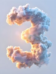 Wispy Pastel 3D Clouds Forming Number 3 with Sunrise Illumination