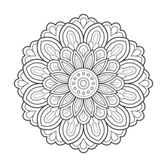 Ornamental mandala with black color arabesque floral pattern islamic east style