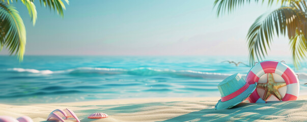 Naklejka premium Summer Holiday: Tropical Beach Setup 