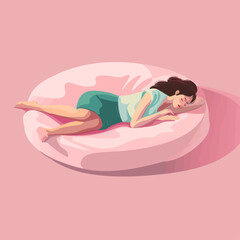 women sleeping in sofa in vector  illustration 