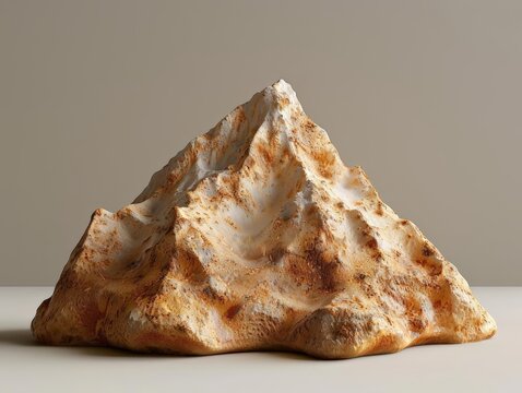 Bread mountain shaped like Nanga Parbat, realistic, rough bread texture, natural color palette, high detail