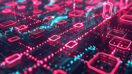 Obraz premium Blockchain Cryptanalysis: Data Security Network. Generative AI