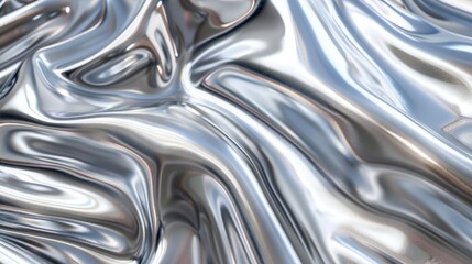 Abstract silver metallic liquid background.  Shiny, flowing, and dynamic. Perfect for modern, tech, or luxury designs.