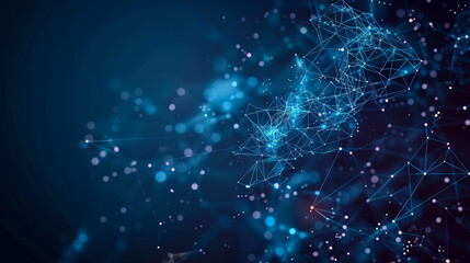 Abstract digital network, blue connections, technology background, data visualization, futuristic design, blockchain, cyber security.