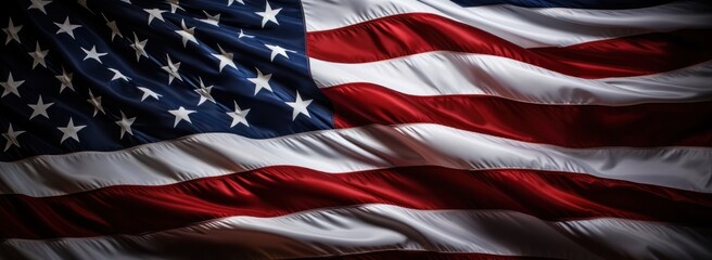 America United States Flag On Black Background
