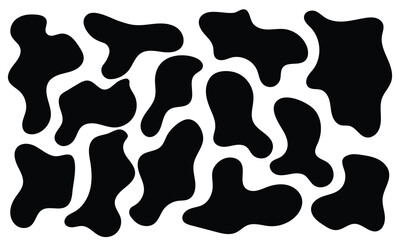 Liquid abstract organic blob shapes set. Wavy elements bubbles and drops in trendy y2k style. Random blob shapes. Organic blobs set. Rounded abstract organic shapes collection in eps 10.