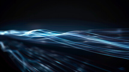 Dynamic abstract blue light trails on a dark background, representing motion, data flow, and futuristic technology. Ideal for digital and tech themes.