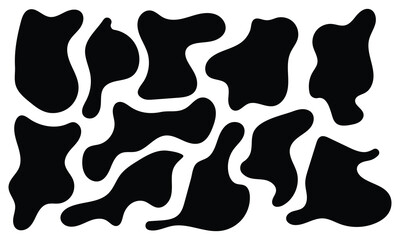 Liquid abstract organic blob shapes set. Wavy elements bubbles and drops in trendy y2k style. Random blob shapes. Organic blobs set. Rounded abstract organic shapes collection in eps 10.