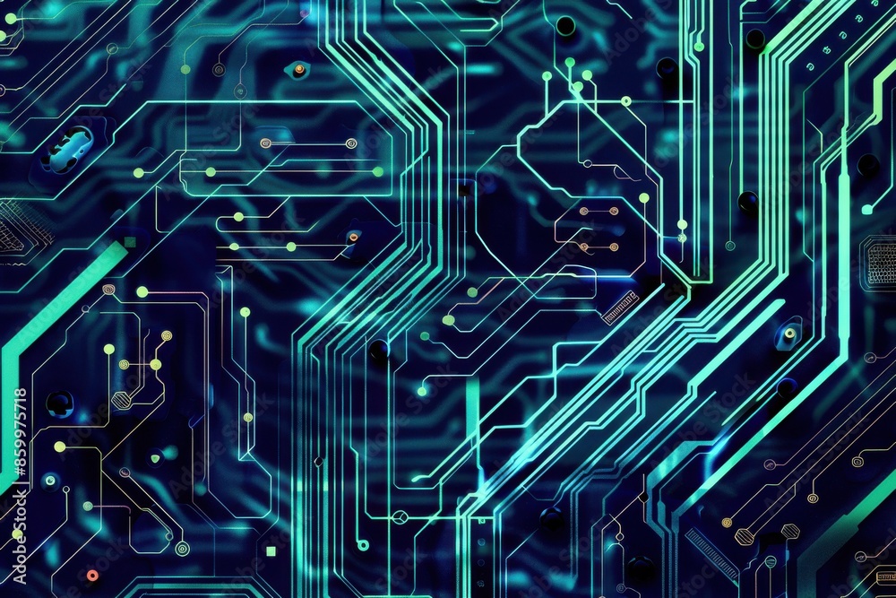 Wall mural a close-up abstract image of a circuit board, showcasing intricate lines and connections, representi